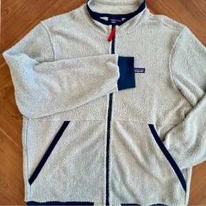Patagonia Shearling Fleece Jacket Mens XL Oatmeal Zip Up Camping Outdoors Active